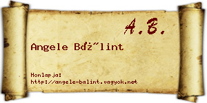 Angele Bálint névjegykártya